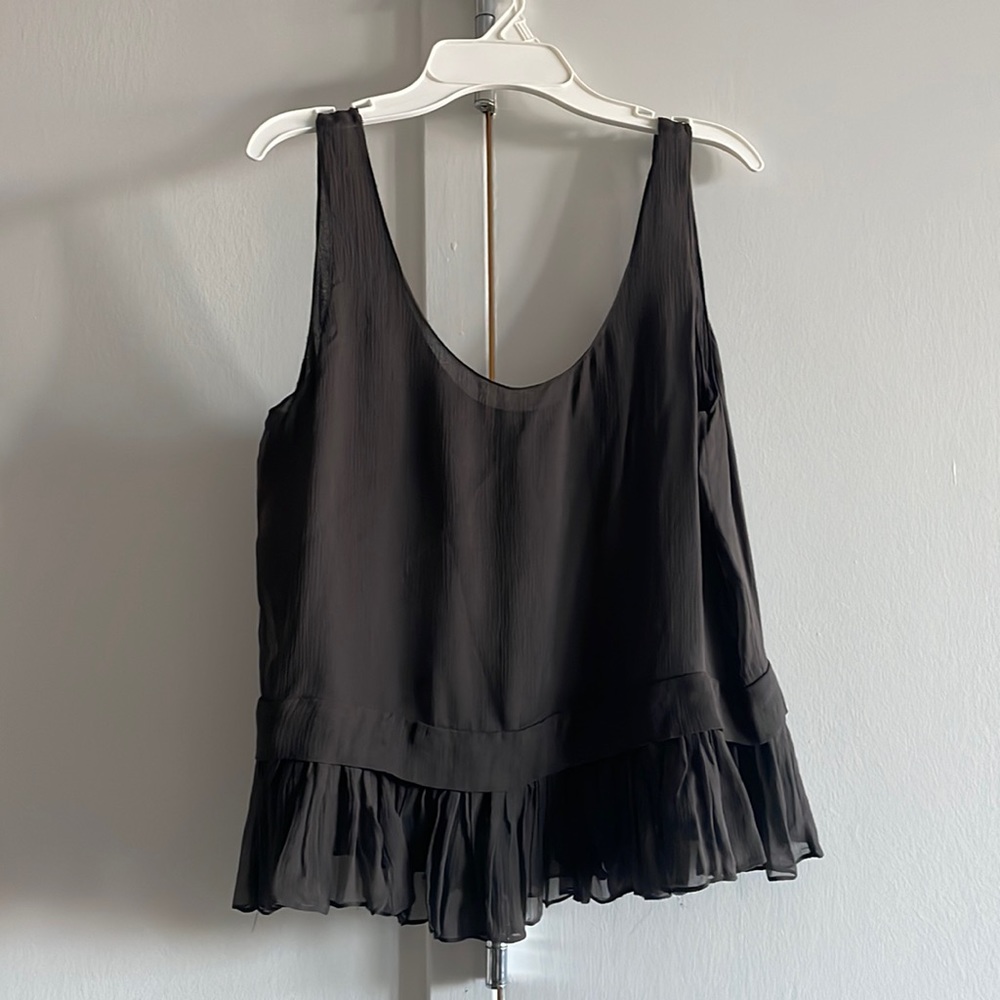 Elizabeth and Jame sheer ruffle tank top